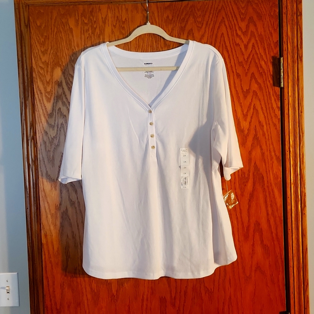 New with tags Sonoma thermal like short sleeve tee, size 2x, white